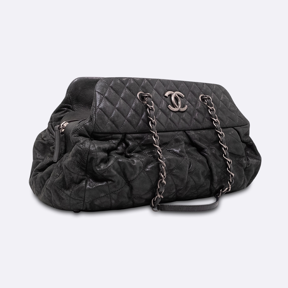 CHANEL BOWLING BAG BLACK IRIDESCENT CALFSKIN