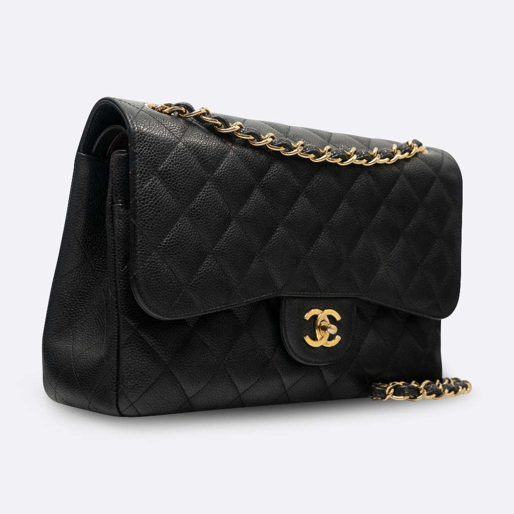 CHANEL CLASSIC HANDBAG JUMBO BLACK CAVIAR
