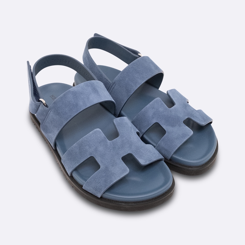 HERMES GENIUS SANDAL EU 36.5 BLEU SUEDE