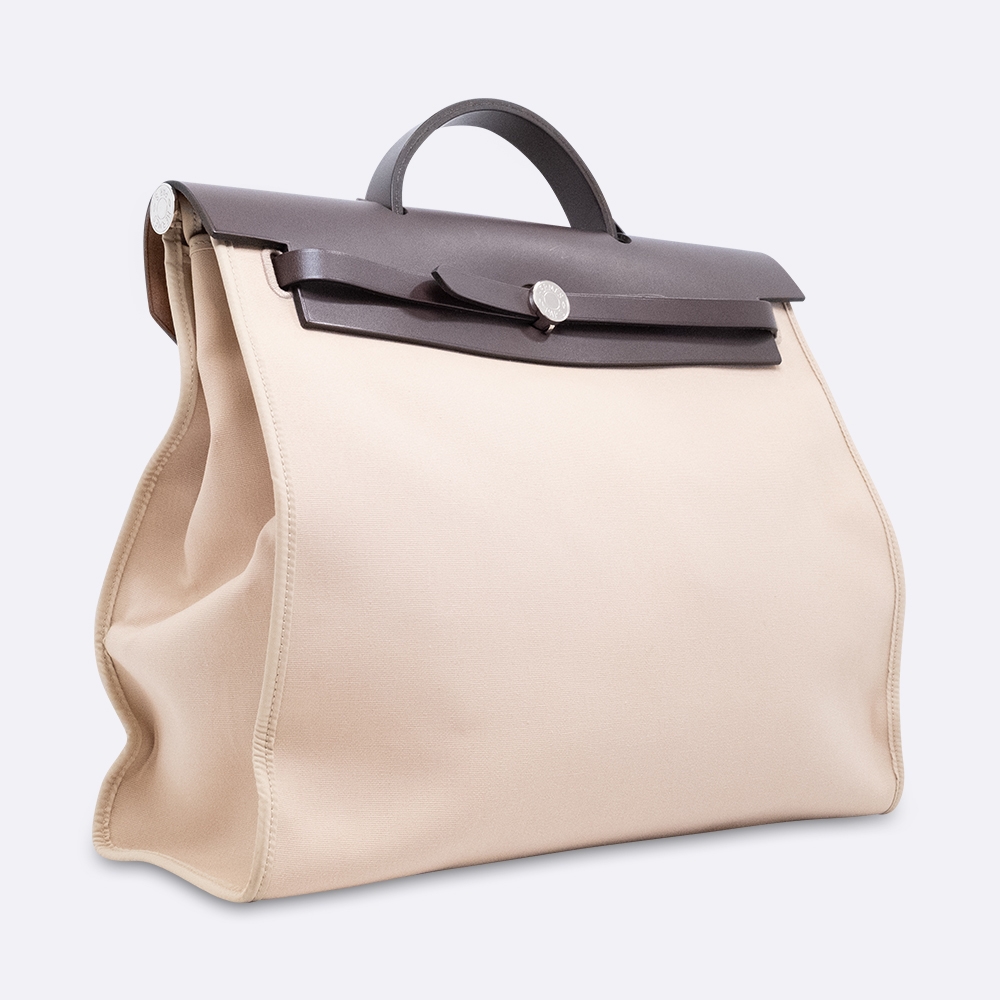 HERMES HERBAG 39 BEIGE NATURAL TOILE H/VACHE
