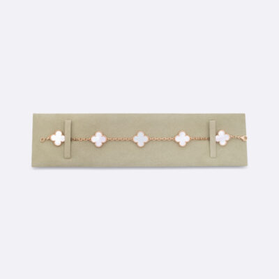 VAN CLEEF AND ARPELS VINTAGE ALHAMBRA BRACELET, 5 MOTIFS WHITE MOTHER OF PEARL