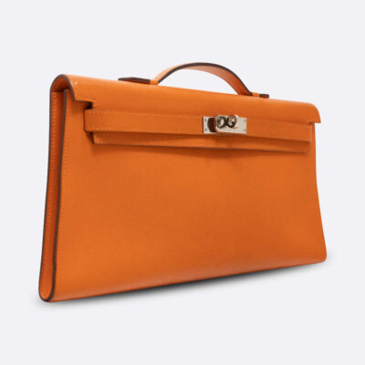 HERMES KELLY LONGUE LONG CLUTCH ORANGE EVERCOLOR