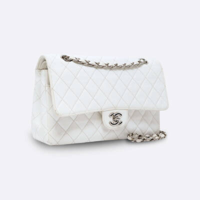 CHANEL CLASSIC HANDBAG MEDIUM WHITE CAVIAR