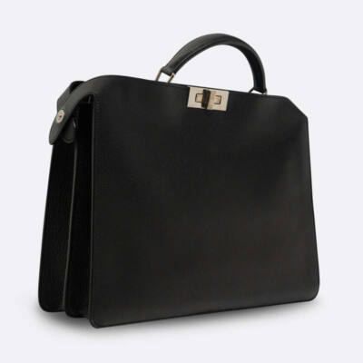 FENDI PEEKABOO I SEE U TOP HANDLE BAG MEDIUM BLACK CALF