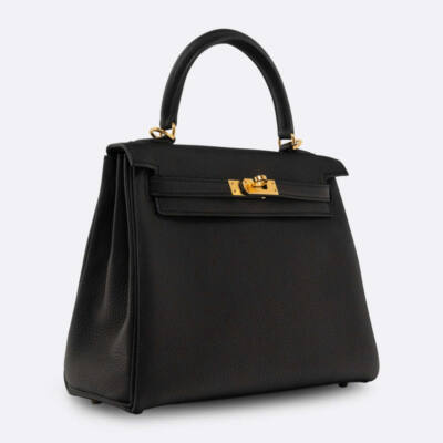 HERMES KELLY RETOURNE 25 BLACK TOGO